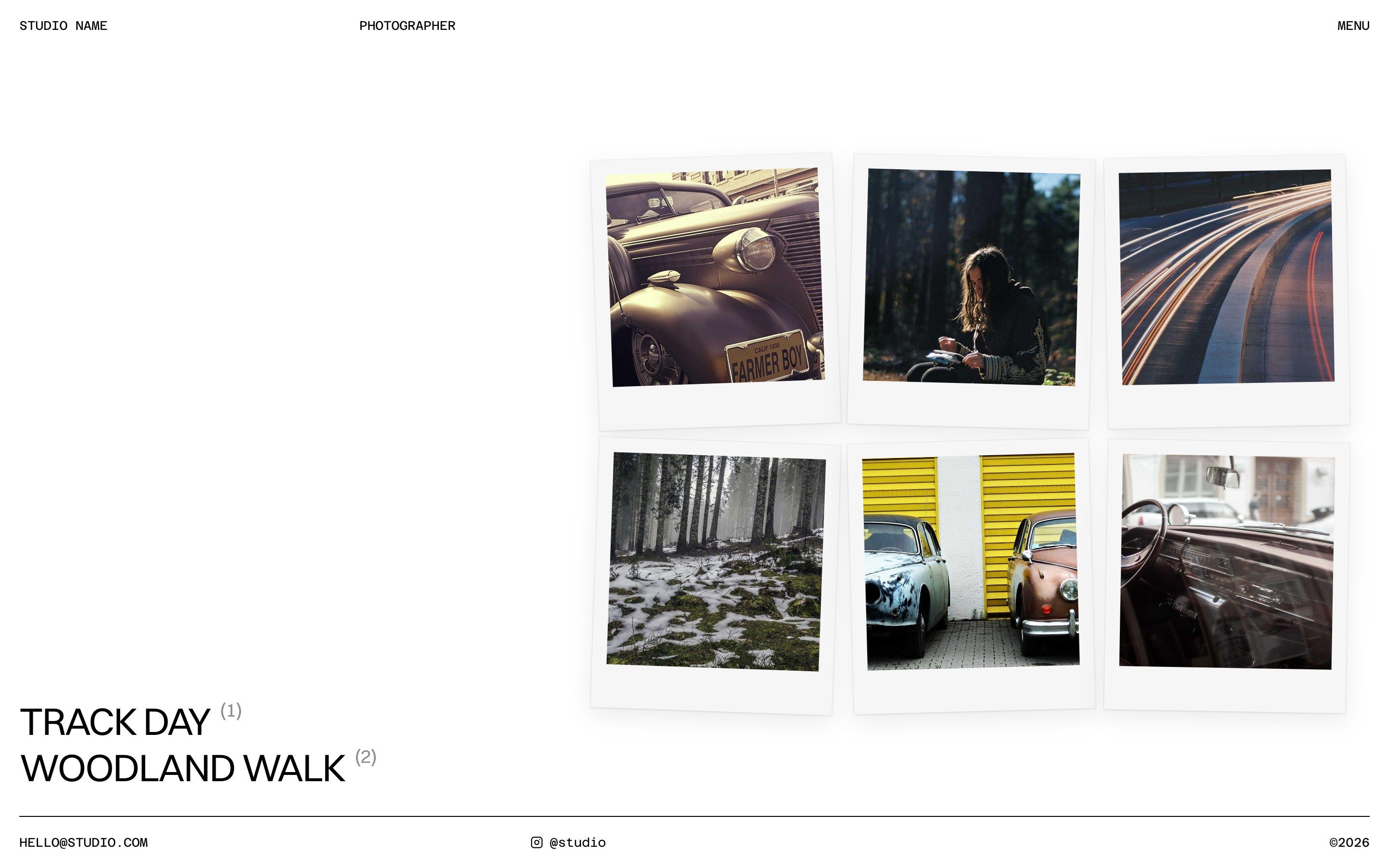 The polaroid wall on the home page, which swaps photos in and out